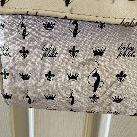 Baby Phat black and white logo satchel/shoulder bag with gold tone accent. - Picture 9 of 11